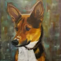 oil canvas animals dog portrait