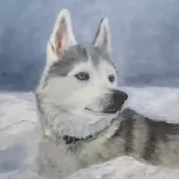 oil canvas animals dog portrait