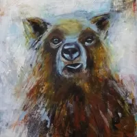 oil canvas bear
