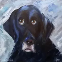oil canvas animals dog portrait