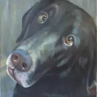 oil canvas animals dog portrait