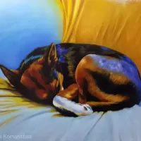 oil canvas animals dog portrait