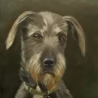 oil canvas animals dog portrait