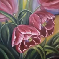 tulips oil canvas flowers