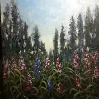 oil canvas landscape flowers