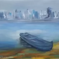 acrylic canvas semi-abstract boat dreem