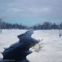 oil canvas winter silence landscape