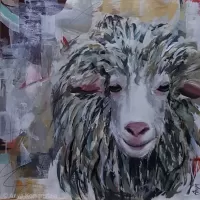 acrylic 'limited palette' animals sheep  semi-abstract