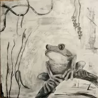 acrylic monochrome animals frog  semi-abstract