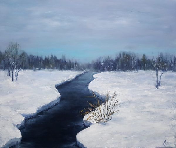 oil canvas winter silence