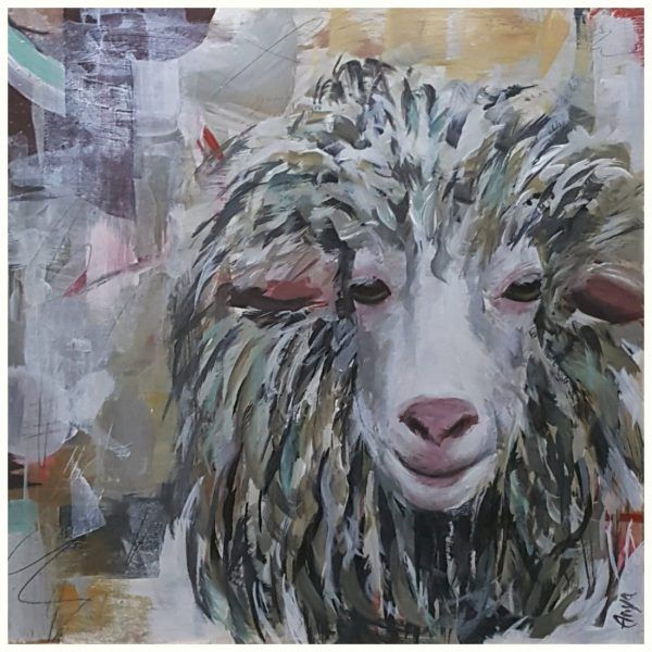 semi-abstract acrylic animal sheep 'limited palette'