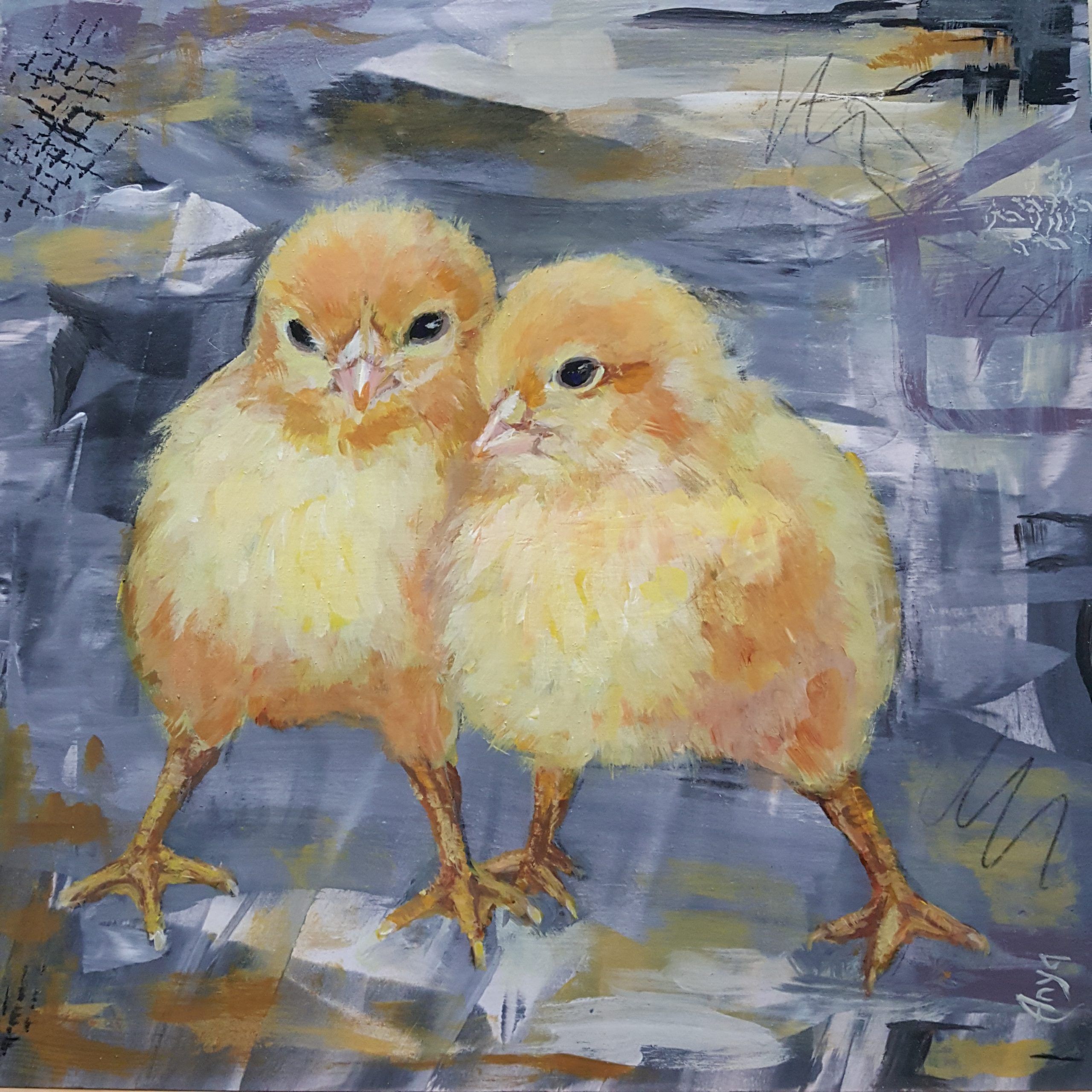 birds chicks strong together acrylic