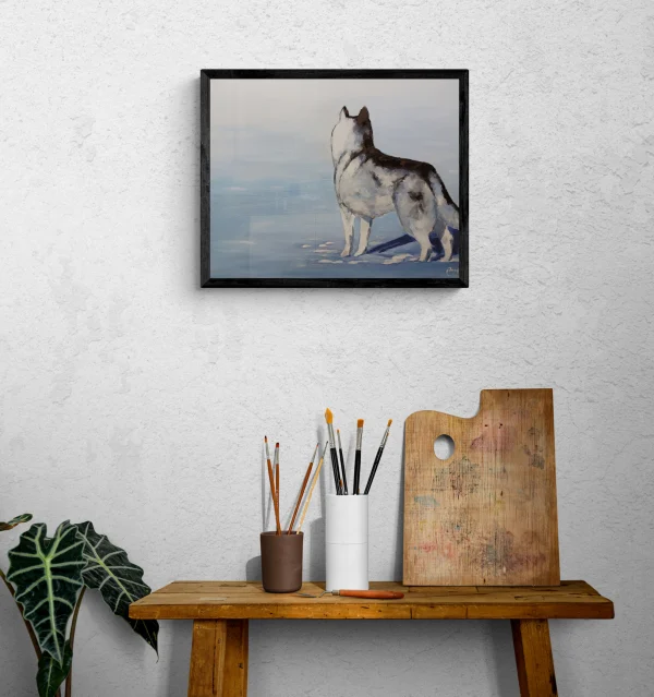 oil painting, husky